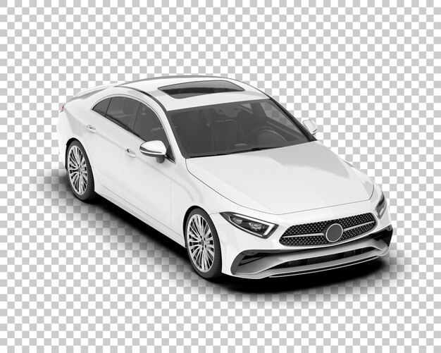Auto de la ciudad blanco sobre un fondo transparente Ilustración de renderización 3D