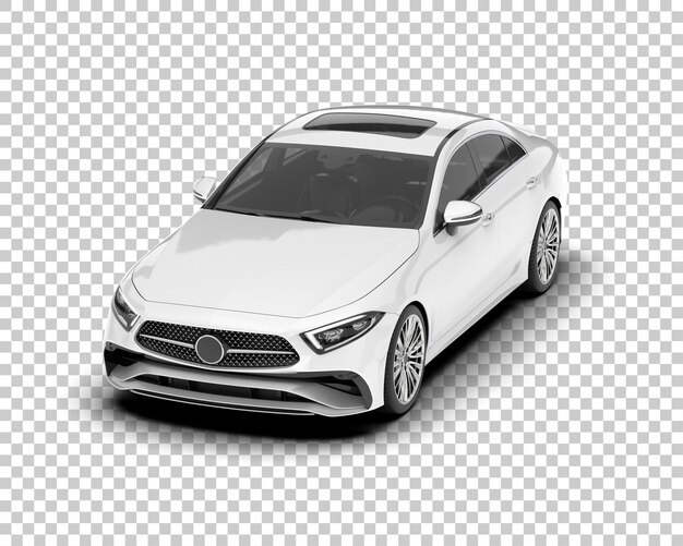 Auto de la ciudad blanco sobre un fondo transparente Ilustración de renderización 3D