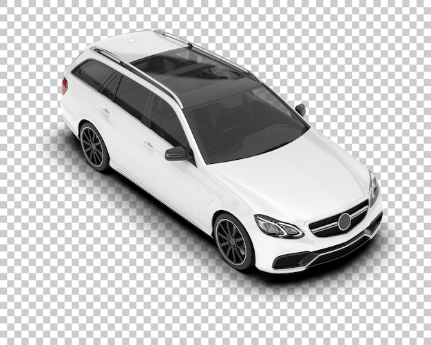 Auto de la ciudad blanco sobre un fondo transparente Ilustración de renderización 3D