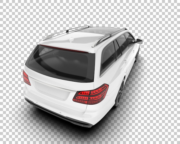 Auto de la ciudad blanco sobre un fondo transparente Ilustración de renderización 3D