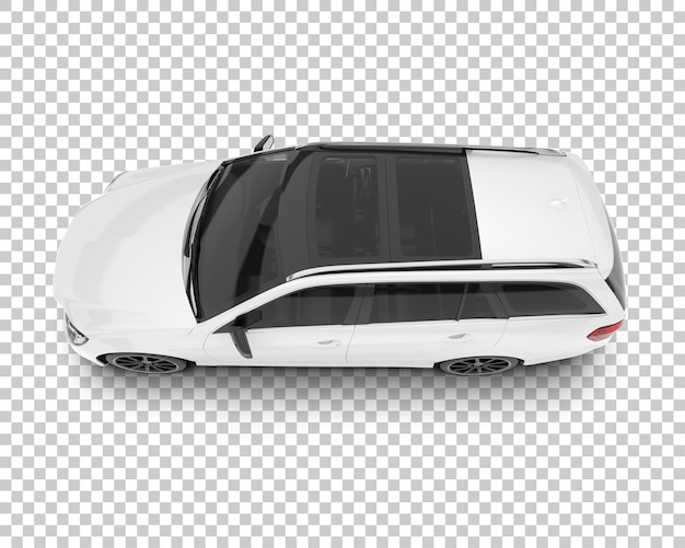 Auto de la ciudad blanco sobre un fondo transparente Ilustración de renderización 3D