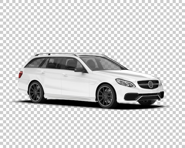 Auto de la ciudad blanco sobre un fondo transparente Ilustración de renderización 3D