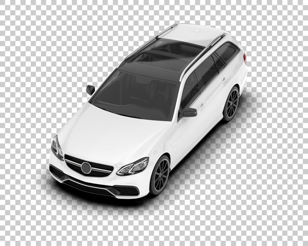 Auto de la ciudad blanco sobre un fondo transparente Ilustración de renderización 3D