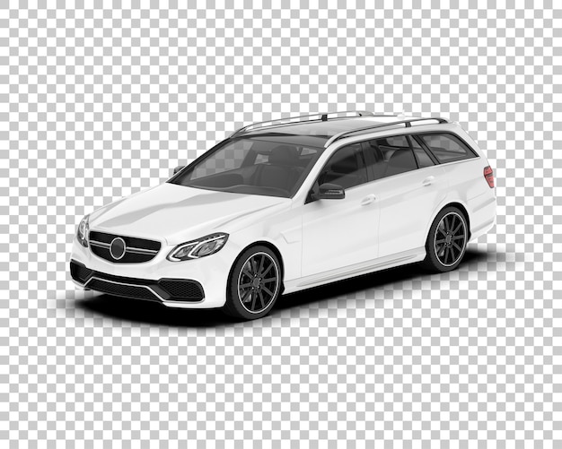 Auto de la ciudad blanco sobre un fondo transparente Ilustración de renderización 3D