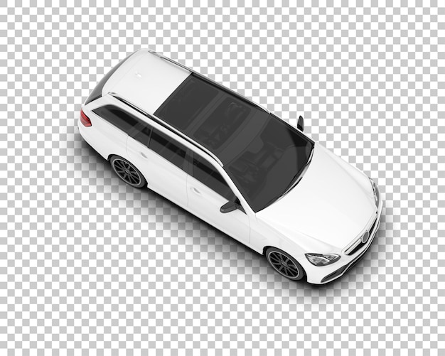 Auto de la ciudad blanco sobre un fondo transparente Ilustración de renderización 3D