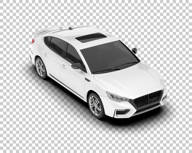 Auto de la ciudad blanco sobre un fondo transparente Ilustración de renderización 3D