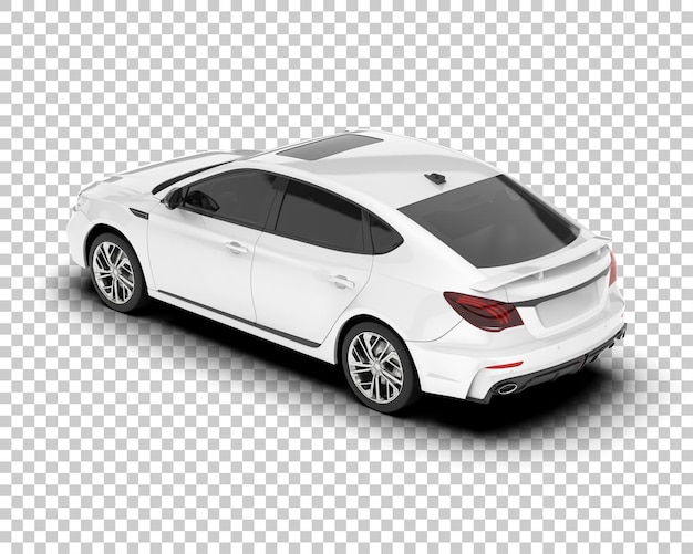 Auto de la ciudad blanco sobre un fondo transparente Ilustración de renderización 3D