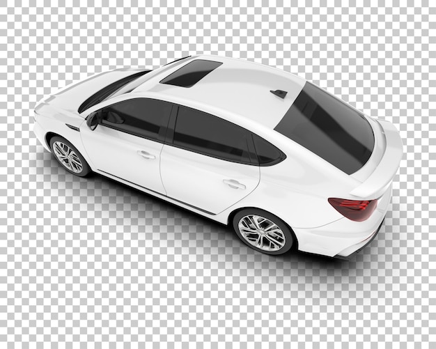 Auto de la ciudad blanco sobre un fondo transparente Ilustración de renderización 3D