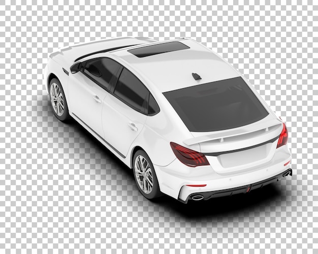 Auto de la ciudad blanco sobre un fondo transparente Ilustración de renderización 3D