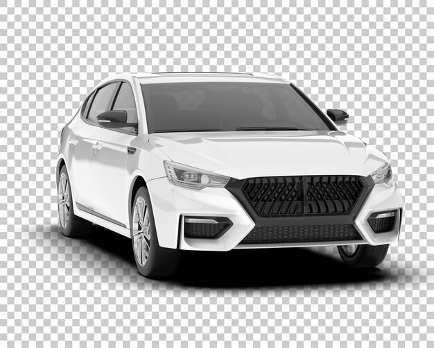 Auto de la ciudad blanco sobre un fondo transparente Ilustración de renderización 3D