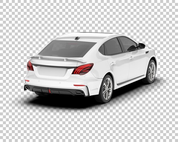 Auto de la ciudad blanco sobre un fondo transparente Ilustración de renderización 3D