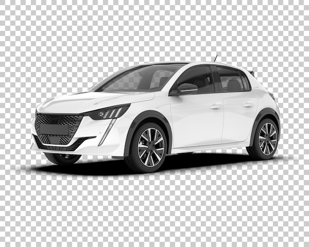 Auto de la ciudad blanco sobre un fondo transparente Ilustración de renderización 3D