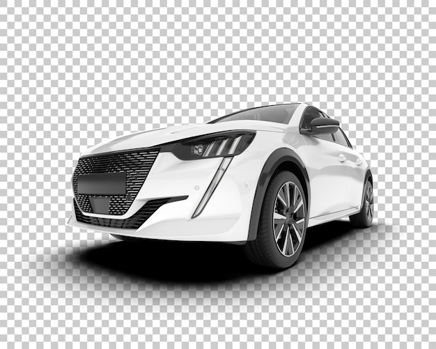 Auto de la ciudad blanco sobre un fondo transparente Ilustración de renderización 3D