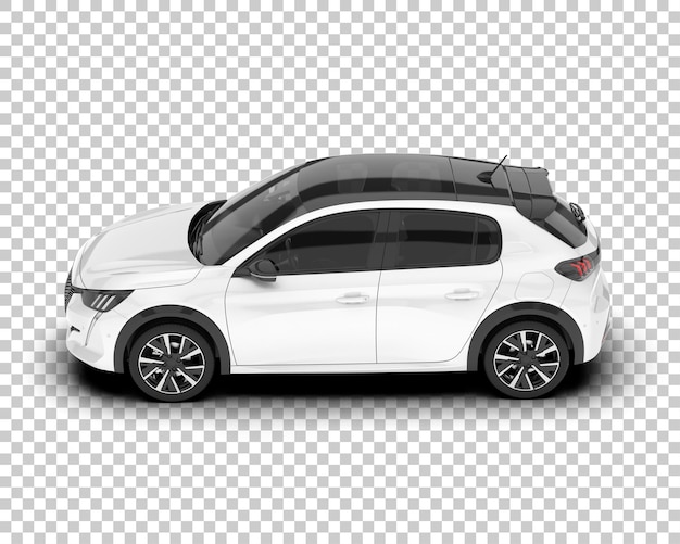 Auto de la ciudad blanco sobre un fondo transparente Ilustración de renderización 3D