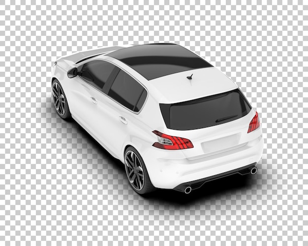Auto de la ciudad blanco sobre un fondo transparente Ilustración de renderización 3D