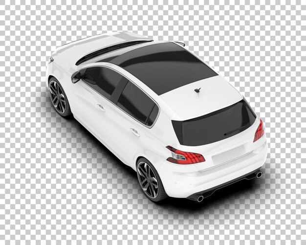 Auto de la ciudad blanco sobre un fondo transparente Ilustración de renderización 3D