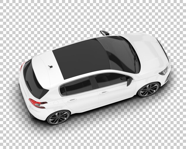 Auto de la ciudad blanco sobre un fondo transparente Ilustración de renderización 3D