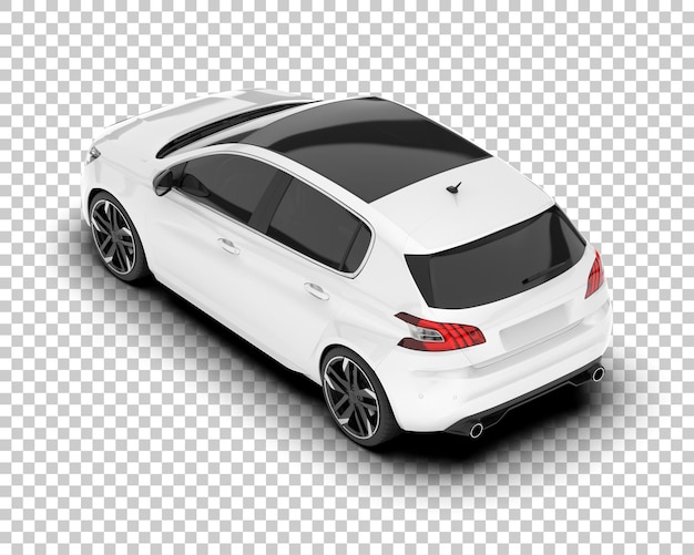Auto de la ciudad blanco sobre un fondo transparente Ilustración de renderización 3D