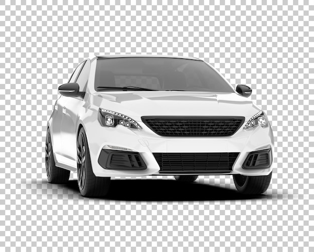 Auto de la ciudad blanco sobre un fondo transparente Ilustración de renderización 3D