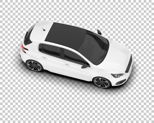 Auto de la ciudad blanco sobre un fondo transparente Ilustración de renderización 3D