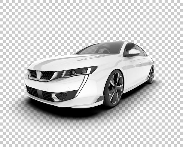 Auto de la ciudad blanco sobre un fondo transparente Ilustración de renderización 3D