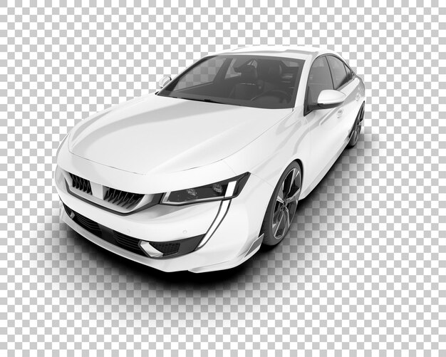 Auto de la ciudad blanco sobre un fondo transparente Ilustración de renderización 3D
