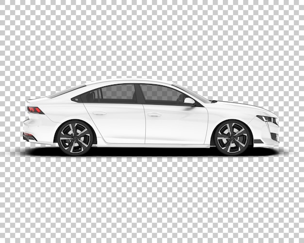 Auto de la ciudad blanco sobre un fondo transparente Ilustración de renderización 3D