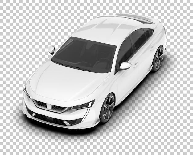 Auto de la ciudad blanco sobre un fondo transparente Ilustración de renderización 3D