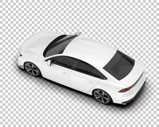 Auto de la ciudad blanco sobre un fondo transparente Ilustración de renderización 3D