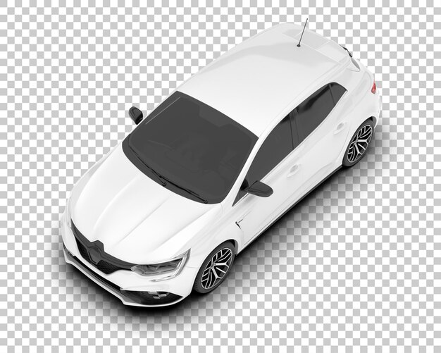 Auto de la ciudad blanco sobre un fondo transparente Ilustración de renderización 3D