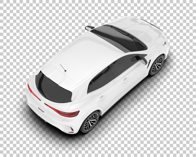 Auto de la ciudad blanco sobre un fondo transparente Ilustración de renderización 3D