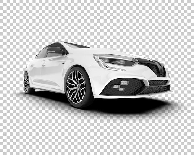 Auto de la ciudad blanco sobre un fondo transparente Ilustración de renderización 3D