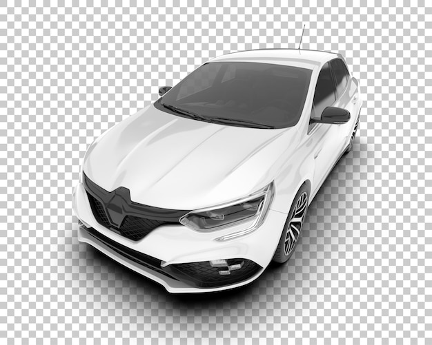 Auto de la ciudad blanco sobre un fondo transparente Ilustración de renderización 3D