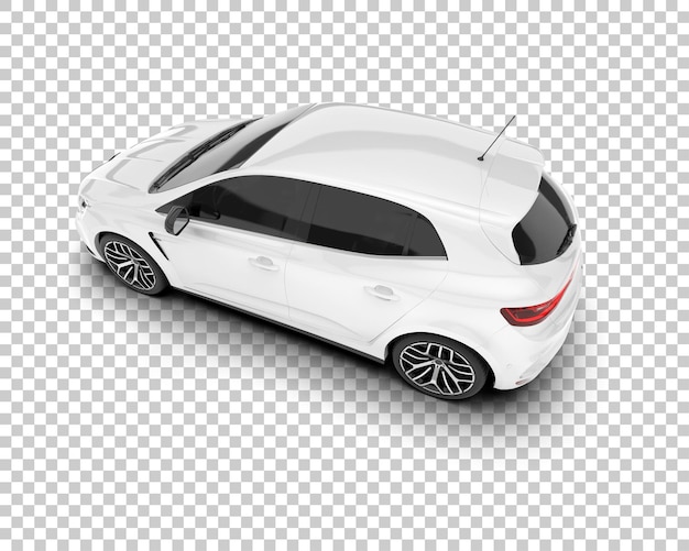 Auto de la ciudad blanco sobre un fondo transparente Ilustración de renderización 3D