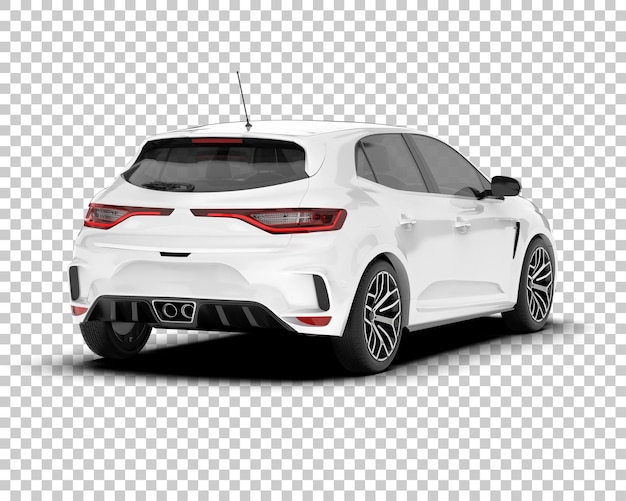Auto de la ciudad blanco sobre un fondo transparente Ilustración de renderización 3D