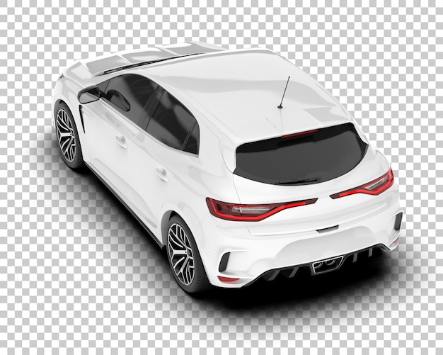 Auto de la ciudad blanco sobre un fondo transparente Ilustración de renderización 3D