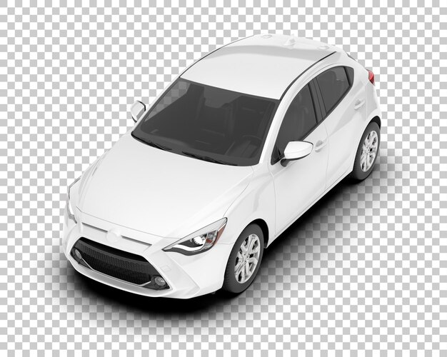 Auto de la ciudad blanco sobre un fondo transparente Ilustración de renderización 3D