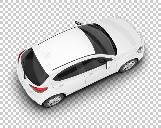 Auto de la ciudad blanco sobre un fondo transparente Ilustración de renderización 3D