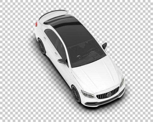 Auto de la ciudad blanco sobre un fondo transparente Ilustración de renderización 3D