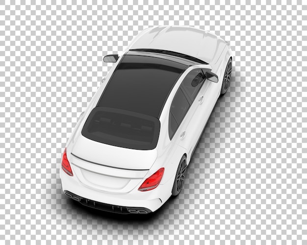 Auto de la ciudad blanco sobre un fondo transparente Ilustración de renderización 3D