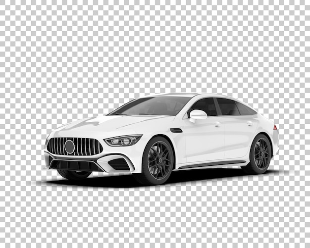 Auto de la ciudad blanco sobre un fondo transparente Ilustración de renderización 3D