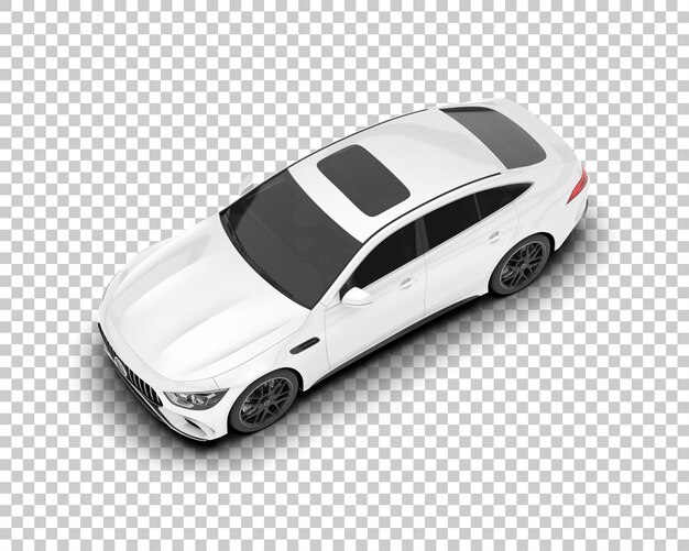 Auto de la ciudad blanco sobre un fondo transparente Ilustración de renderización 3D