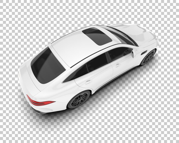 Auto de la ciudad blanco sobre un fondo transparente Ilustración de renderización 3D