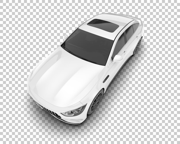 Auto de la ciudad blanco sobre un fondo transparente Ilustración de renderización 3D