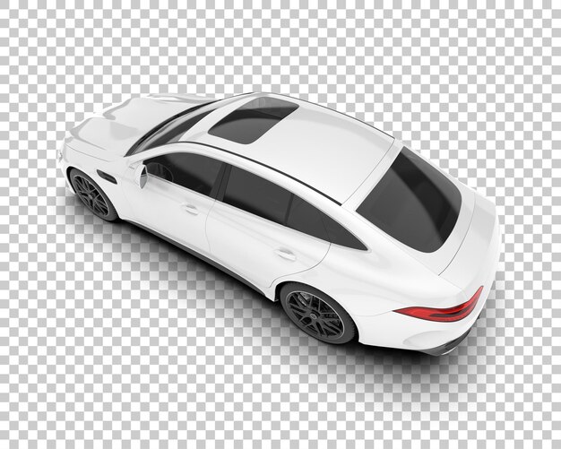 Auto de la ciudad blanco sobre un fondo transparente Ilustración de renderización 3D