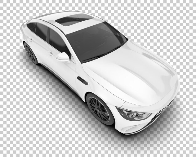 Auto de la ciudad blanco sobre un fondo transparente Ilustración de renderización 3D