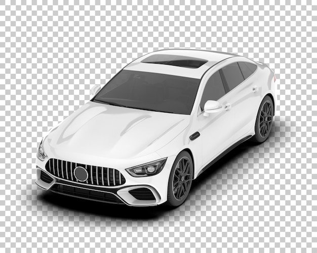Auto de la ciudad blanco sobre un fondo transparente Ilustración de renderización 3D