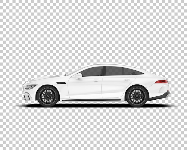 Auto de la ciudad blanco sobre un fondo transparente Ilustración de renderización 3D