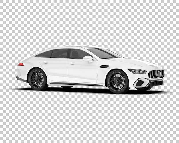 Auto de la ciudad blanco sobre un fondo transparente Ilustración de renderización 3D