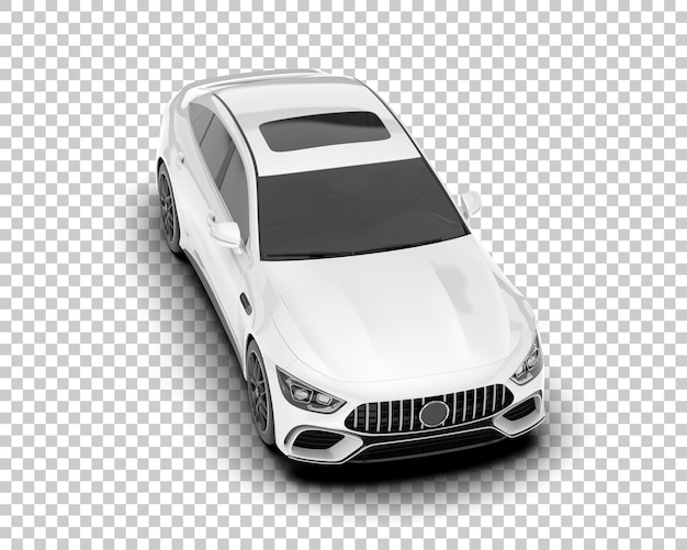 Auto de la ciudad blanco sobre un fondo transparente Ilustración de renderización 3D